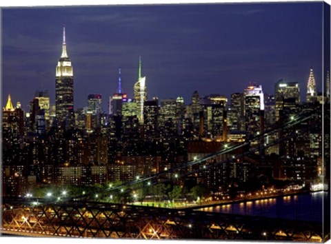 Framed Midtown Manhattan at Night 1 Print