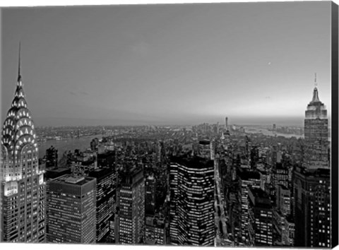 Framed Midtown and Lower Manhattan at dusk Print