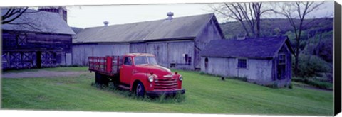 Framed Red Vintage Pickup Print