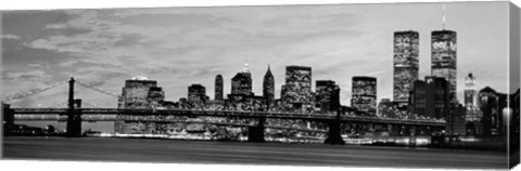 Framed Manhattan at Night BW Print