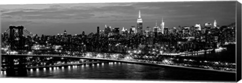 Framed Midtown Manhattan and Williamsburg Bridge 2 Print