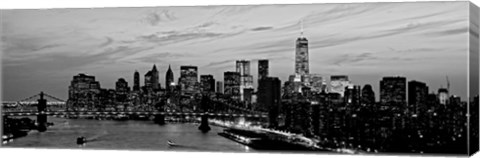 Framed Lower Manhattan at dusk Print