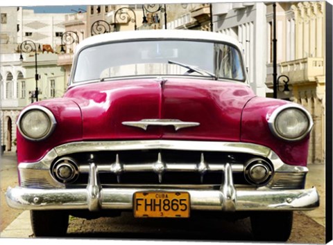 Framed Classic American Car in Habana, Cuba Print