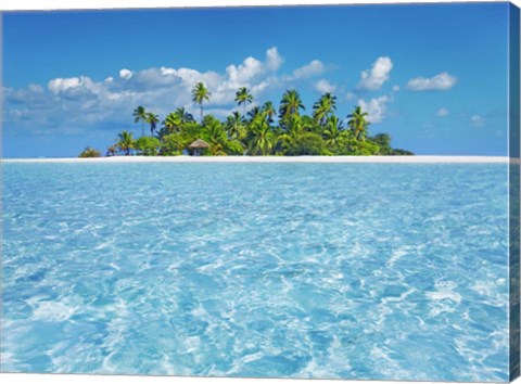 Framed Tropical Lagoon with Palm Island, Maldives Print