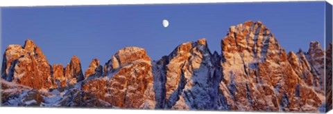 Framed Pale Di San Martino And Moon, Italy Print