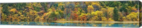 Framed Lake and Forest in Autumn, China Print