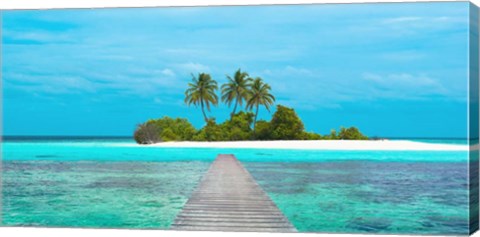 Framed Jetty and Maldivian island Print