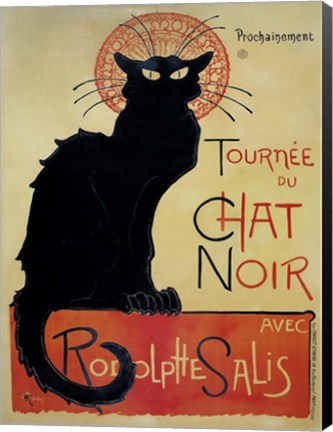 Framed Tournee Du Chat Noir (Yellow Background) Print