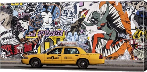 Framed Taxi and Mural Painting in Soho, NYC Print