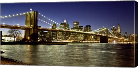 Framed Panoramic View of Lower Manhattan at dusk, NYC Print