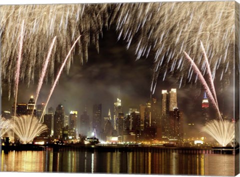 Framed Fireworks on Manhattan, NYC Print