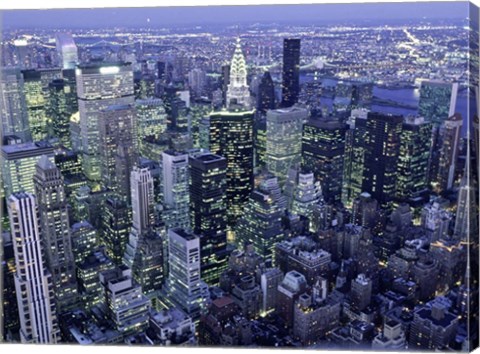 Framed Manhattan Skyline at dusk, NYC Print