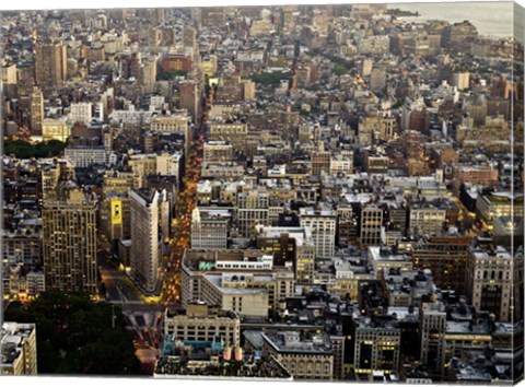 Framed Aerial View of Manhattan, NYC Print