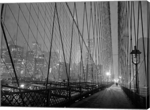 Framed On Brooklyn Bridge by Night, NYC Print