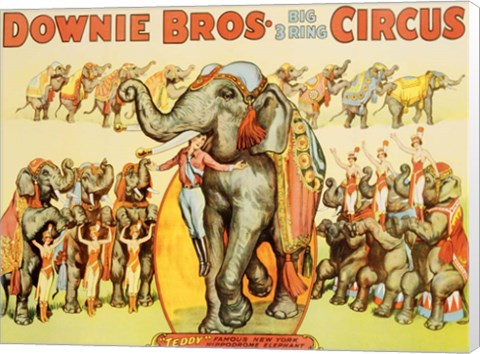 Framed Downie Bros. Big 3 Ring Circus, 1935 Print