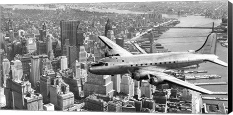 Framed Flying over Manhattan, NYC Print