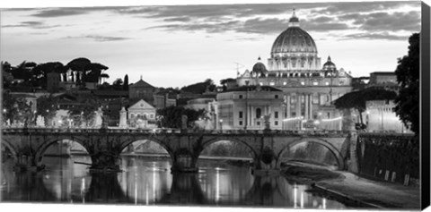 Framed Night View at St. Peter&#39;s Cathedral, Rome Print