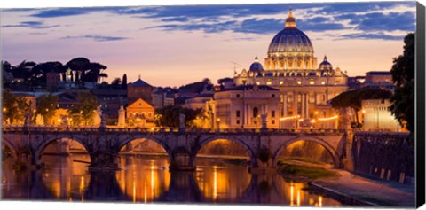 Framed Night View at St. Peter&#39;s cathedral, Rome Print