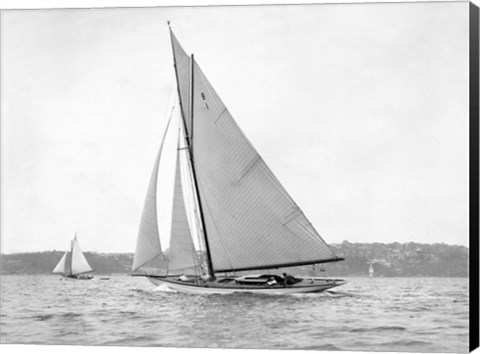 Framed Victorian sloop on Sydney Harbour, 1930 Print