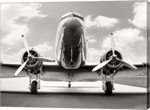 Framed Vintage DC-3 in air field Print