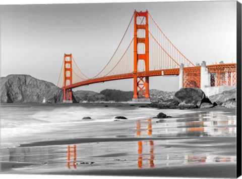 Framed Baker Beach and Golden Gate Bridge, San Francisco 1 Print