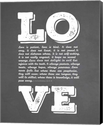 Framed Corinthians 13:4-8 Love is Patient - Chalkboard Print