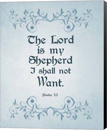 Framed Psalm 23 The Lord is My Shepherd - Blue Print