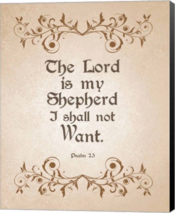 Framed Psalm 23 The Lord is My Shepherd - Brown Print