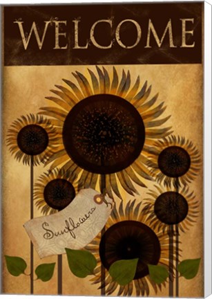 Framed Sunflowers Welcome Print