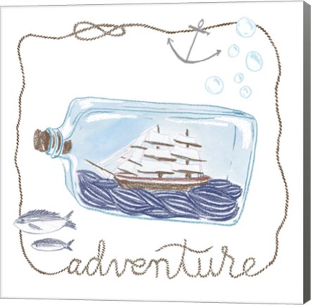 Framed Ship in a Bottle Adventure Print