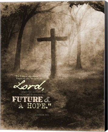 Framed Jeremiah 29:11 For I know the Plans I have for You (Sepia Cross) Print
