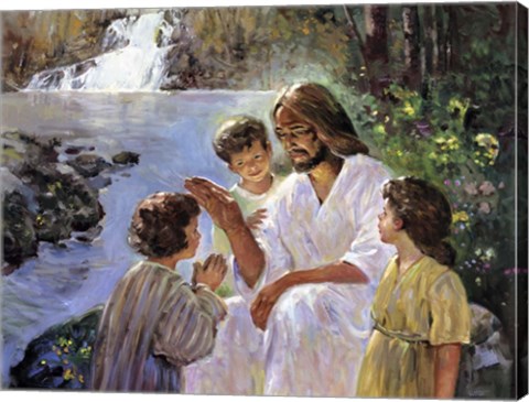 Framed Christ And The Children Print
