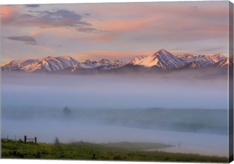 Framed Snow Capped Mountains Print