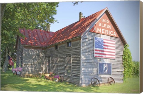 Framed God Bless America House Print