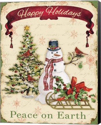 Framed Happy Holidays - Snowman Print