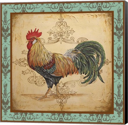 Framed Cockadoodledoo - Aqua Border Print