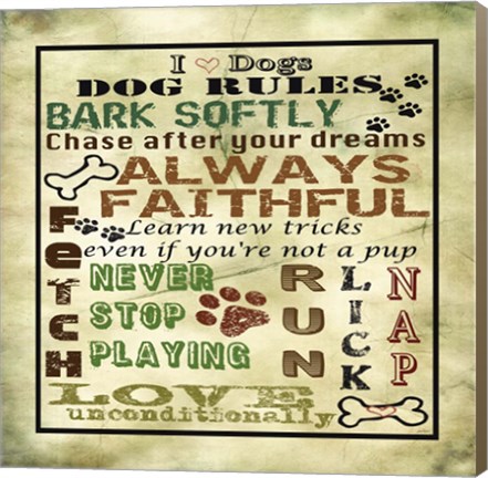 Framed I Love Dogs - Dog Rules Print