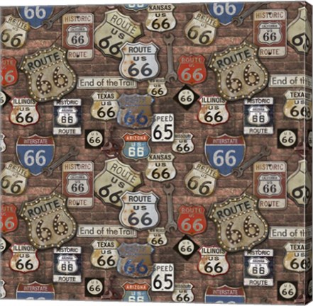 Framed Route 66 on Brick Print