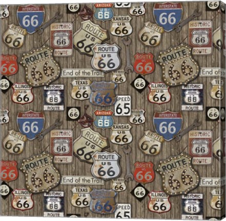 Framed Route 66 on Wood Print
