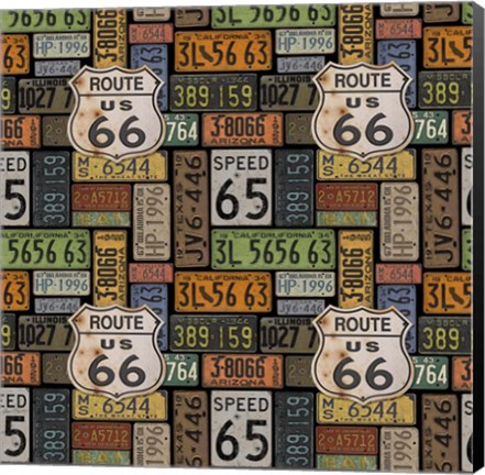 Framed Route 66 -  Black II Print