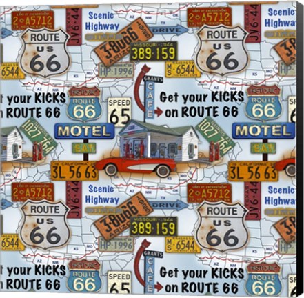 Framed Route 66 - Blue Print