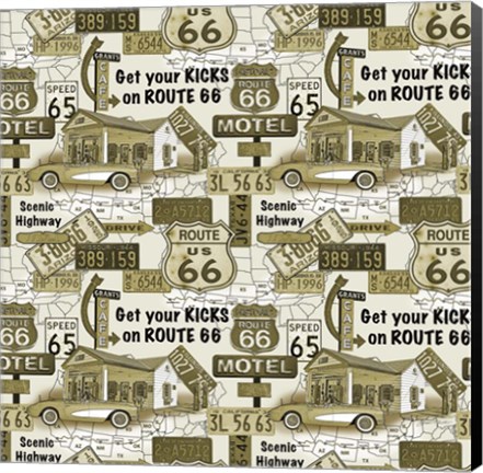 Framed Route 66 - Gold Print