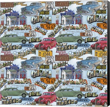 Framed Route 66 - Cars I Print
