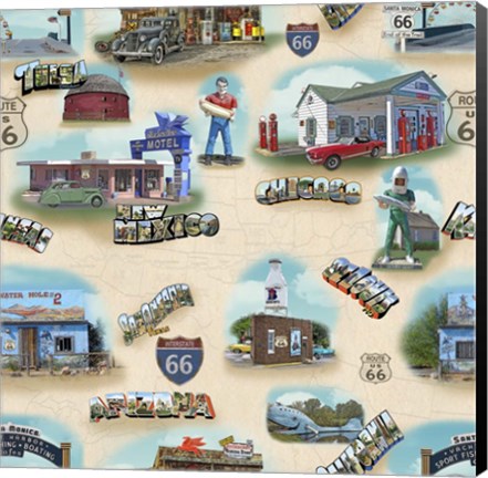 Framed Route 66 Landmarks II Print