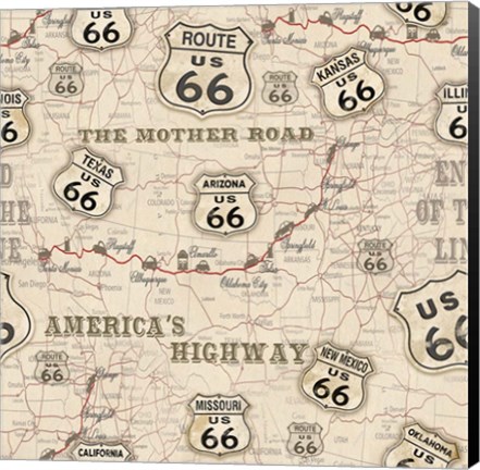 Framed Route 66 Map Print