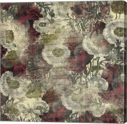 Framed Floral Boquet Scripty Collage Print
