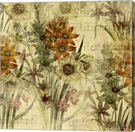 Framed Floral Collage Music Print