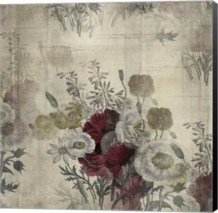 Framed Floral Collage White Space Print