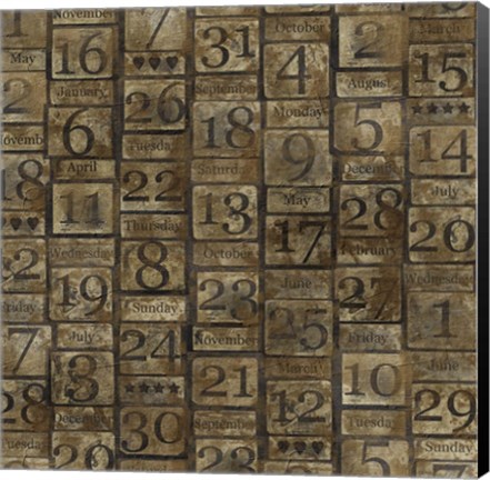 Framed Grungy Calendar Blocks Print