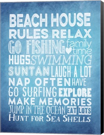 Framed Beach House Rules Print